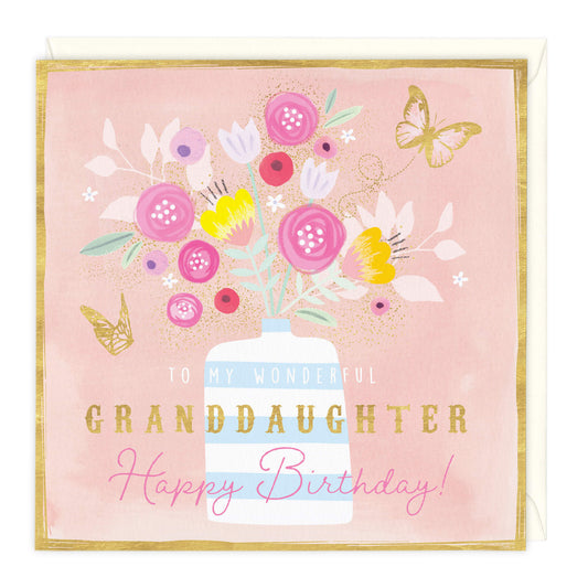 GRANDDAUGHTER BIRTHDAY VASE CARD