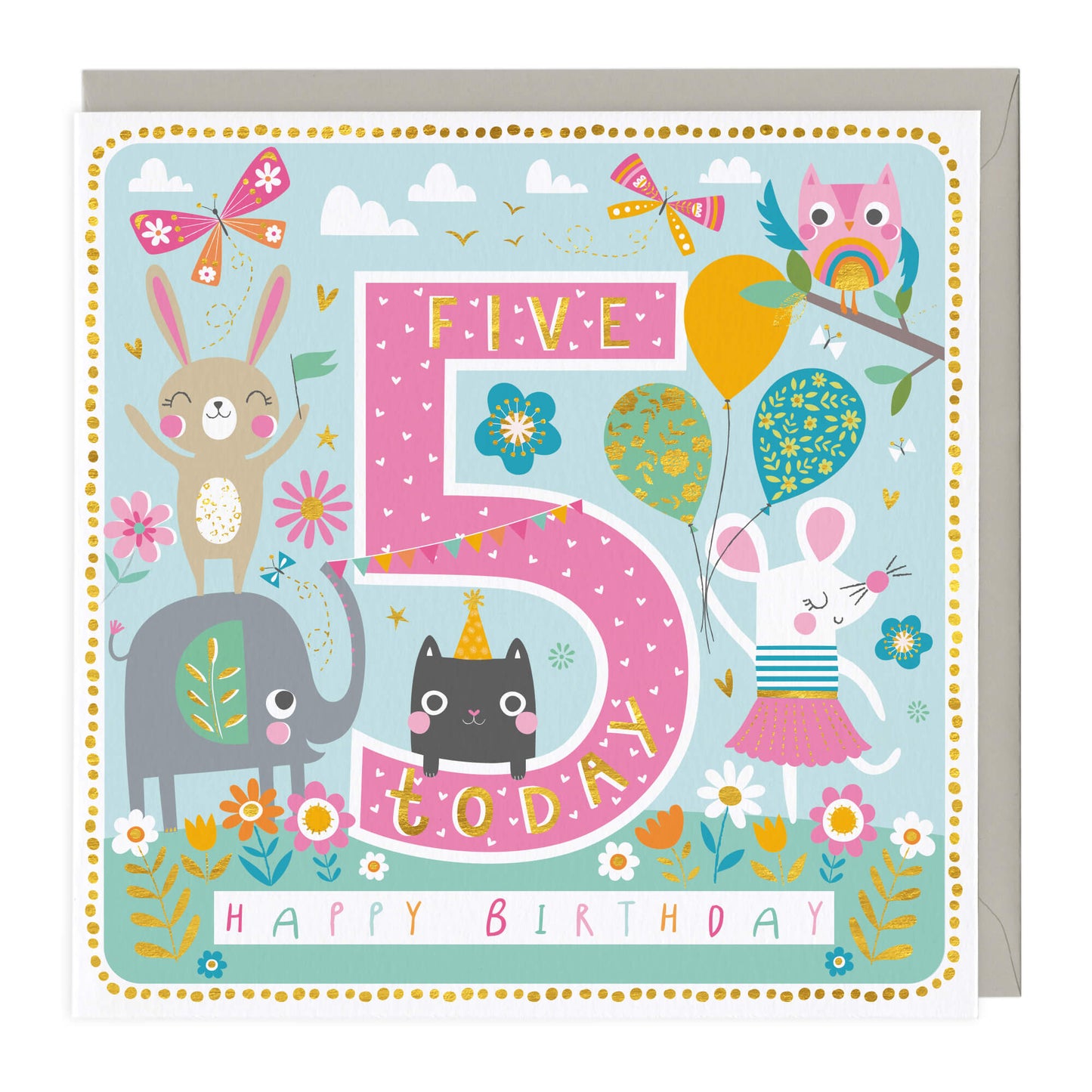 GIRLS 5TH BIRTHDAY CARD