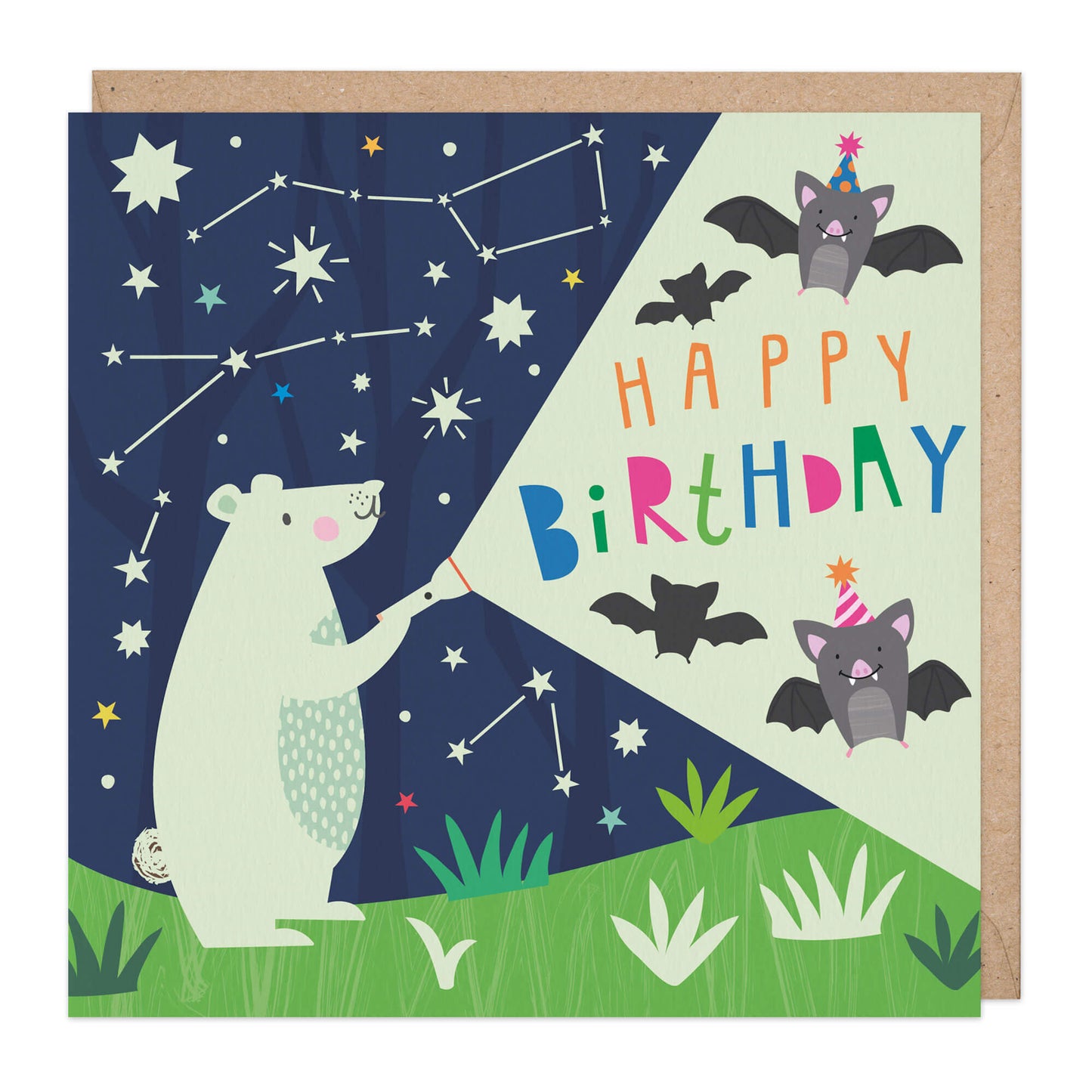 GLOWING BEAR HAPPY BIRTHDAY CARD