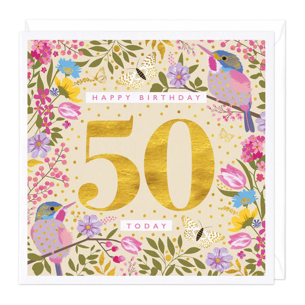 BRIGHT AND BEAUTIFUL 50 TODAY BIRTHDAY CARD