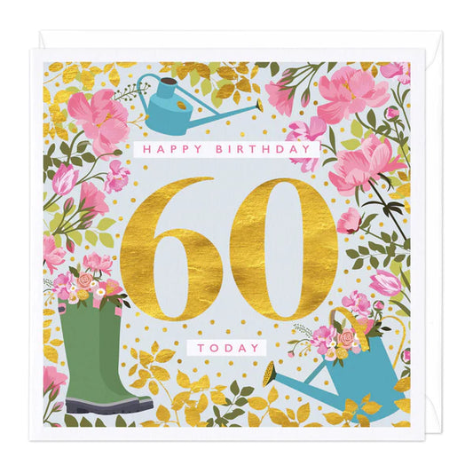 BRIGHT AND BEAUTIFUL 60 TODAY BIRTHDAY CARD