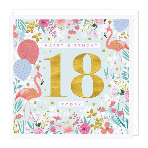 BRIGHT AND BEAUTIFUL 18 TODAY BIRTHDAY CARD
