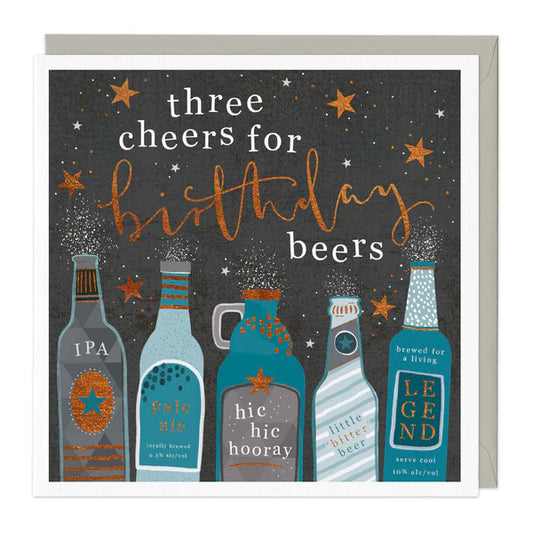 THREE CHEERS FOR BIRTHDAY BEERS CARD