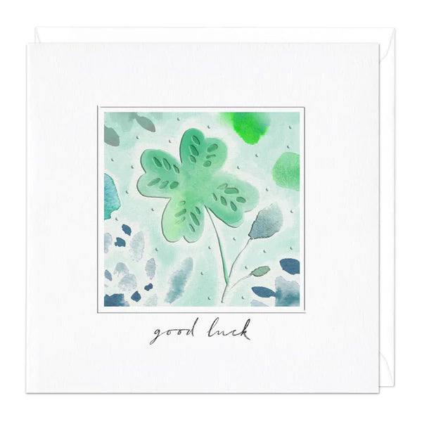 GOOD LUCK WATERCOLOUR CLOVER CARD