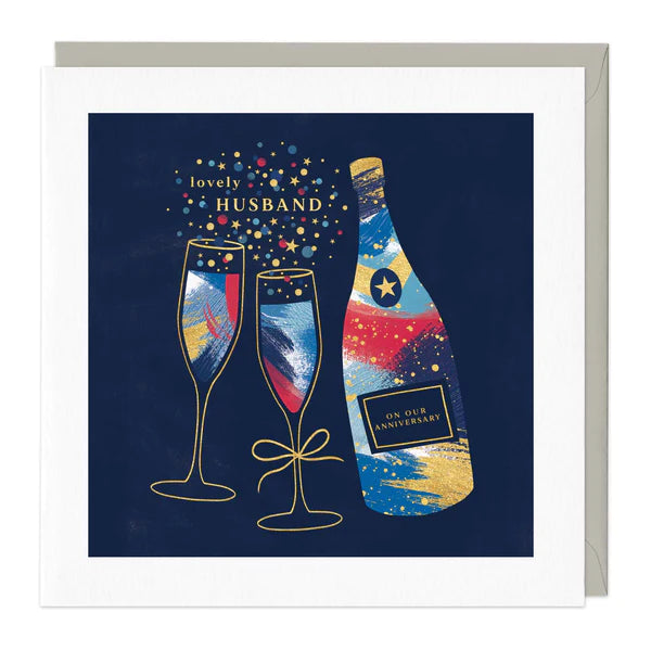 HUSBAND ANNIVERSARY CHAMPAGNE CARD