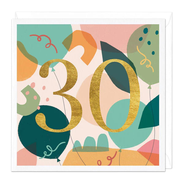 30TH BALLOONS BIRTHDAY CARD