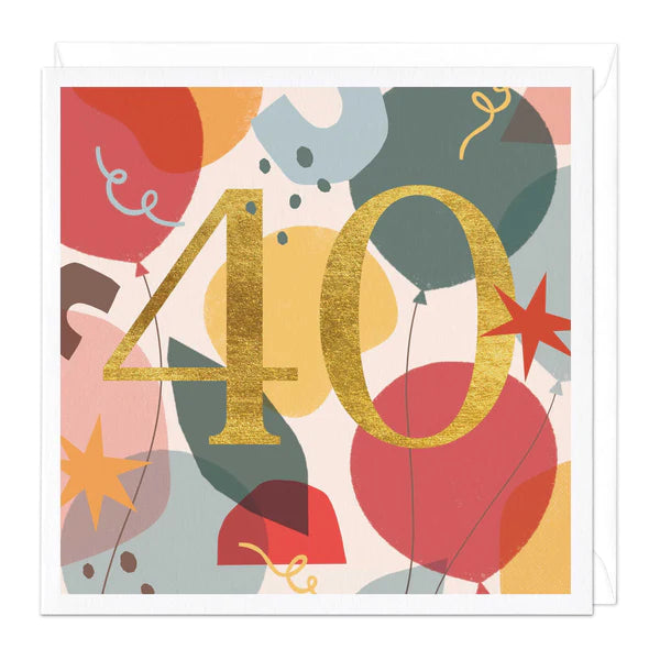 40TH BALLOONS BIRTHDAY CARD